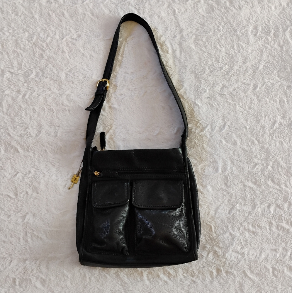 Vintage Fossil Pebbled Leather Shoulder Bag